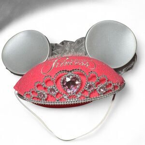 Disney Parks Princess Bridal Minnie Mouse Ears Hat with Veil – Pink Tiara Heart
